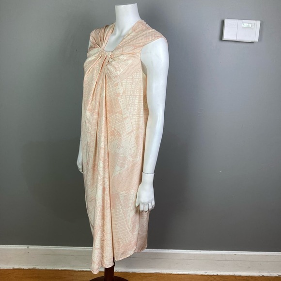MM LaFleur Dress Size XL NWT The Maite Silk Pink Atlas New York Map Drape Neck - Picture 2 of 14